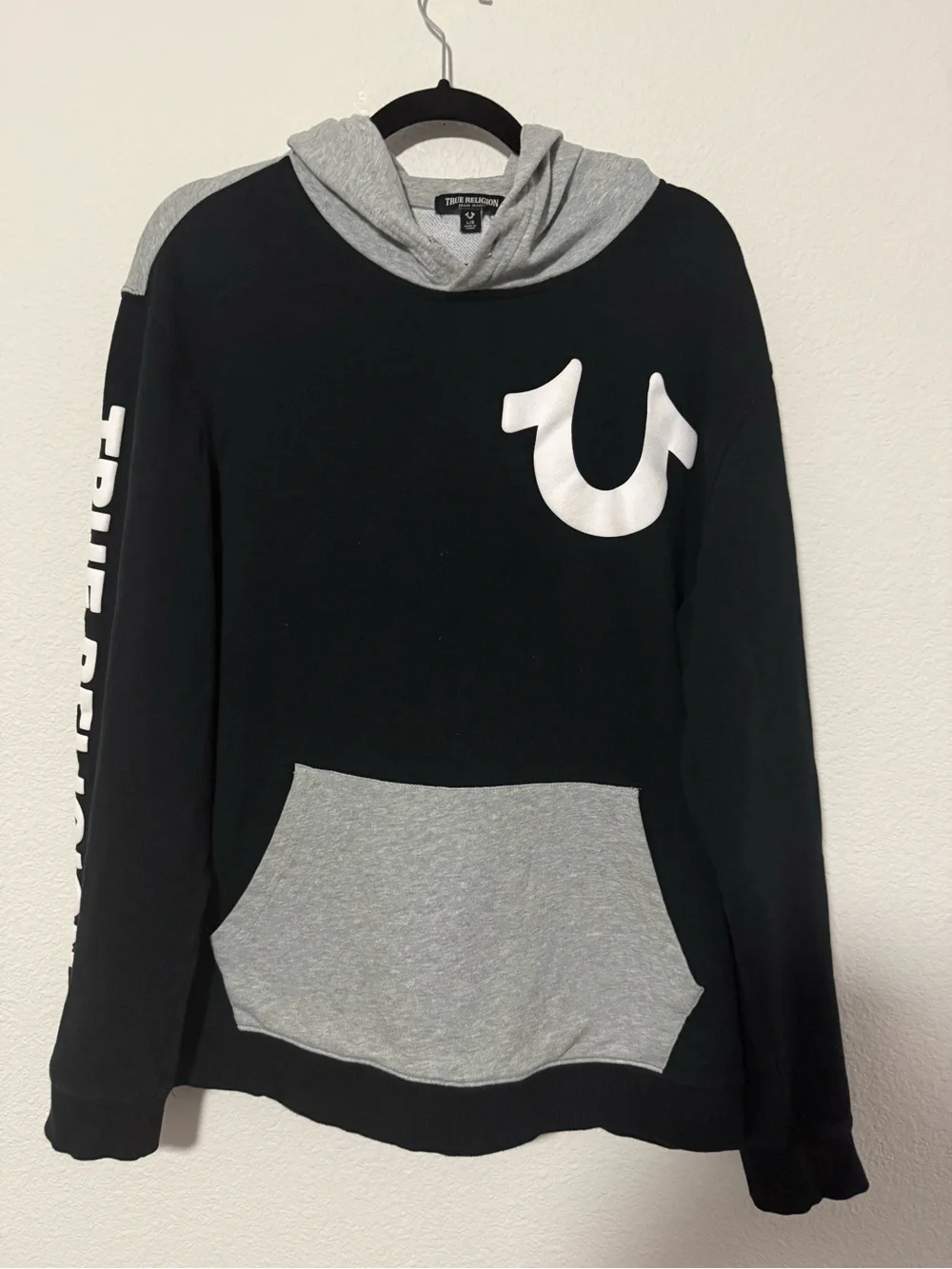 True Religion Black Hoodie with Gray Hood Lining M2